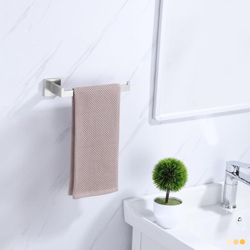 LANC Bathroom Hand Towel Holder Brushed Nickel Hand Towel Bar 10 Inche Right Side Square Towel Ring for Kitchen Bathroom Wall Mount Stainless Steel Modern Towel Racks Hanger, A8806BN - Image 2